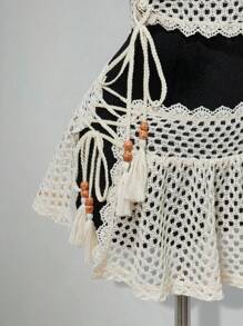 SHEIN ICON 女士时尚海滩度假钩针编织网眼比基尼泳装套装 7 月 4 日女士服装