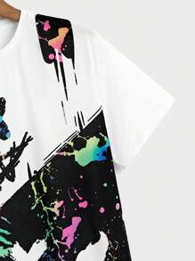 AXEPEAK Men Funny Reflective Cartoon Graphic Short Sleeve Tee, For Going Out, For Friends, Streetwear Edition - White - View 4