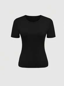 SHEIN 3 件套女式短袖圆领罗纹休闲 T 恤套装，夏季 - 彩色 - 查看 5