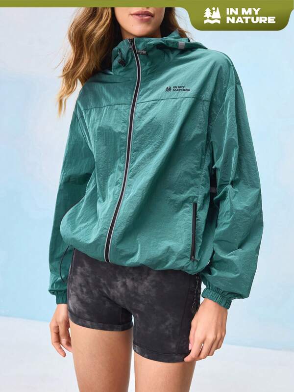 In My Nature In My Nature Women's Outdoor Solid Color Hooded Jacket, Fashionable For Summer