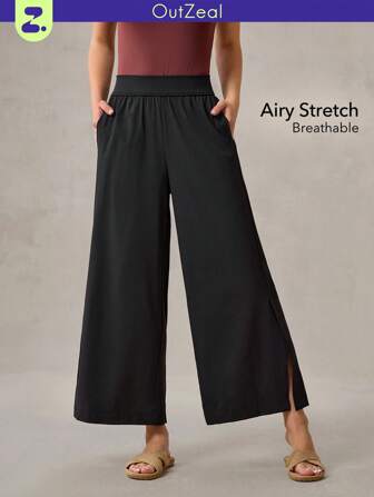 OutZeal Breathable Wide Leg Stretch Cropped Pants Vacation Casual Holiday Summer