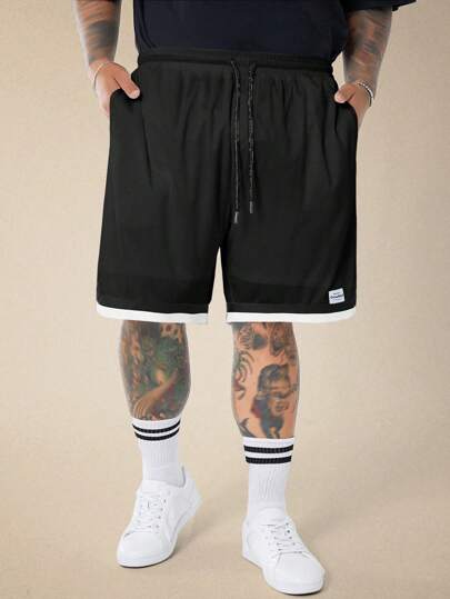 EASEVO Plus Size Men's Casual Knit Mid-Waist Drawstring Loose Straight Shorts, Suitable For Summer/Everyday Wear, School