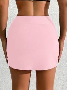 Swim Lushoire Short de plage unicolore pour femme avec fente latérale, conception élégante de maillot de bain et de pantalon de plage - Rose pâle - Voir 2