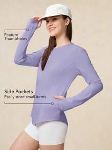 OutZeal 防晒 UPF50+ 凉爽防晒弧形下摆长袖T恤 女款带口袋