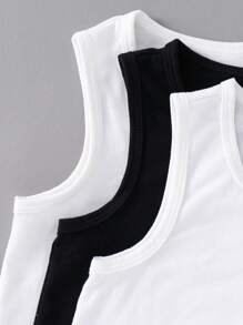 SHEIN 6件套 男童简约圆领背心和松紧腰平角内裤休闲舒适内衣套装 - 彩色 - 查看 3