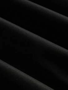 SHEIN MOD 女式加大码 V 领纽扣下摆长裙 - 黑色 - 查看 5