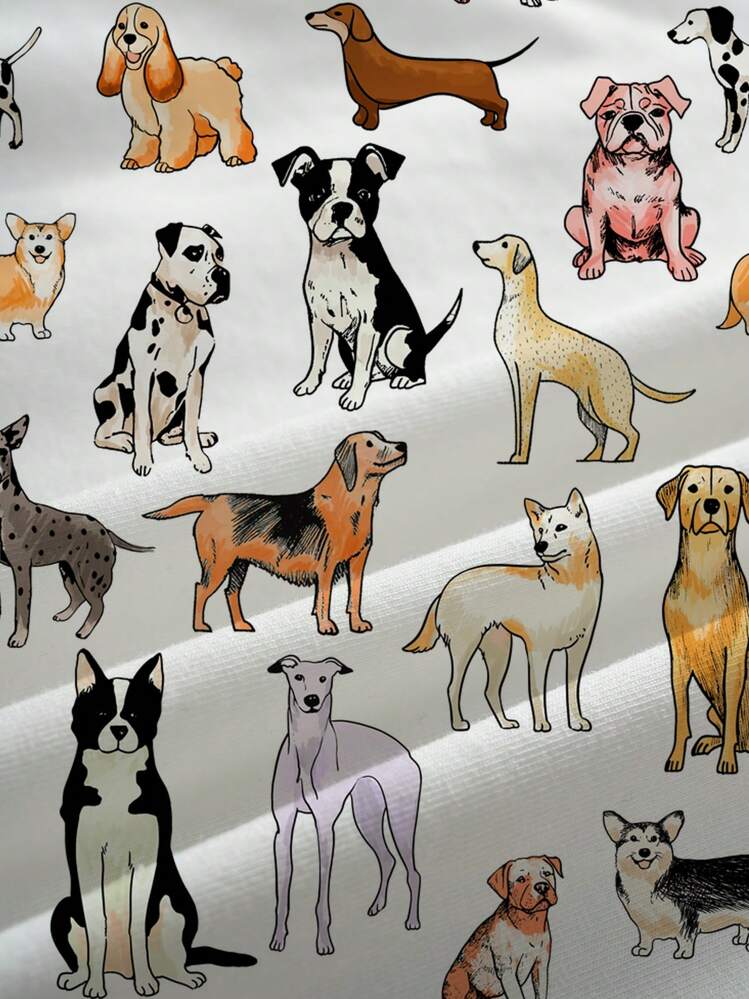 SHEIN EZwear Regata Feminina Ajustada com Estampa Fofa de Filhote de Cachorro Retrô Nômade, Adequada para o Verão - Multicolorido - Visão 3