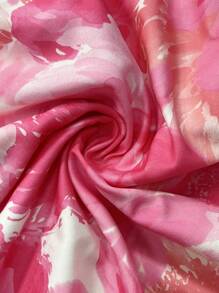 SHEIN LUNE Áo cánh rộng tay ngắn in hoa nhỏ nhắn cho nữ cỡ lớn, thiết kế mới cho mùa xuân/hè - Nhiều màu - Xem 5