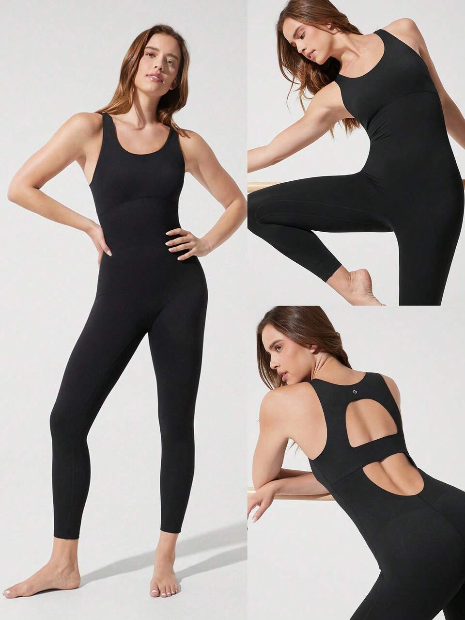 Macacão FeatherFit™-Air de 24" com Bumbum Franzido, Copos Removíveis, Yoga de Baixo Impacto, Pilates, Uso Diário Casual