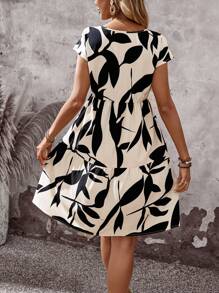 EMERY ROSE 女士几何印花短袖圆领休闲迷你连衣裙，适合春夏季 - 彩色 - 查看 2