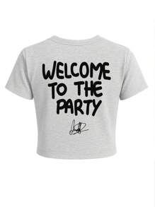 Women's Retro Graphic T-Shirt, Cropped Version, Street Character Print, Hip-Hop Elements, Summer Daily Wear T-Shirt - Light Grey - View 2