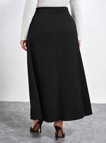 Chikora Thanh lịch Kích thước lớn Của phụ nữ Đôi ngực Váy - màu đen - Xem 2