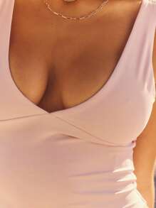 Aralina Camiseta de actividad con cuello en V y correa fina para vestir relajado - Rosa - Ver 10