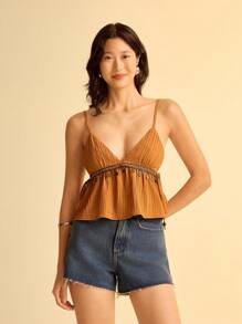 CAJUNI 流苏带装饰女式背心