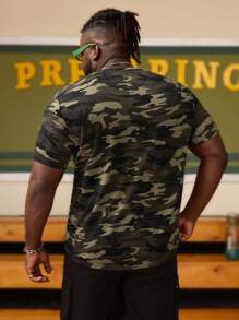 EASEVO Men Plus Size Casual Camo Print Short Sleeve Tee, For Going Out, Summer - Multicolor - View 2