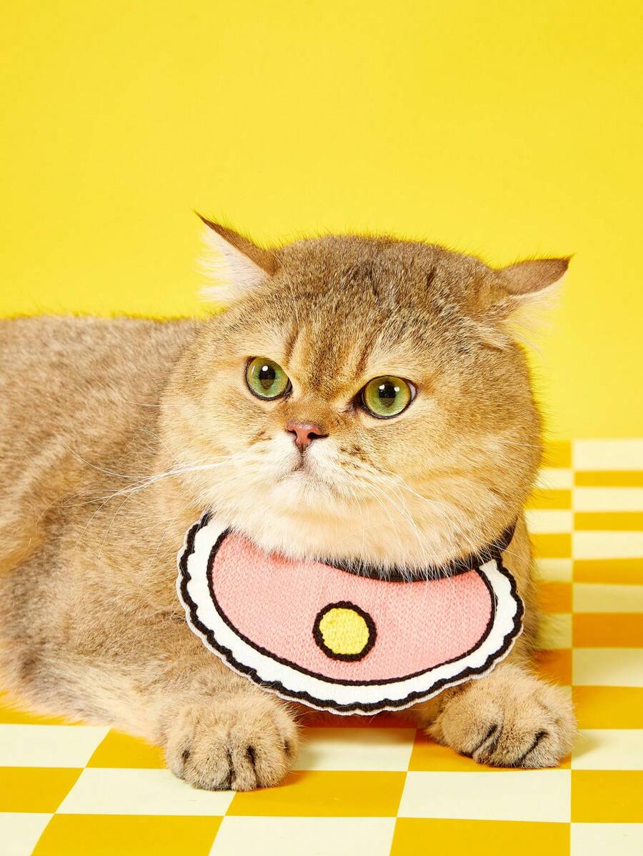 PETSIN 可爱宠物猫狗围兜,粉色圆圈图案小宠物围巾 - 彩色 - 查看 1