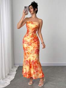 Firerie Women's Elegant Romantic Stylish Commuter Sexy Graceful Ruffle Green Maxi Dress, Suitable For Party, Beach Vacation, Back To School, Romantic Date, Wedding Season, Birthday, Easter, Spring/Summer