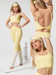 GLOWMODE FeatherFit™ Knot Going Anywhere Twisted Backless Tank Top Light Support Low Impact Yoga Daily Fall Winter