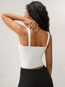Hanevo Women's Solid Color Casual Versatile Tie-Up Camisole Top, Summer Sportwear For Daily Wear - White - View 2