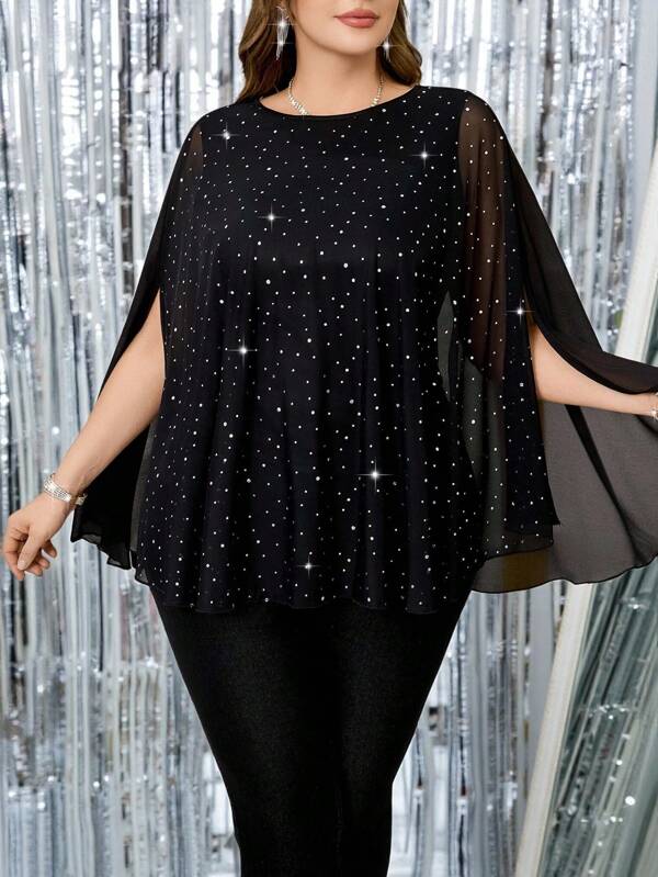 Gownix Plus Size Crew Neck Long Sleeve Casual Shirt, Leisure & Resort