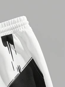 AXEPEAK Ensemble t-shirt à manches courtes et short avec bloc de couleur et graphique de visage pour hommes, Amis