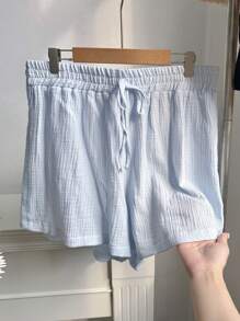 Comfortcana 大码女式撞色蕾丝腰带短裤，度假风格，春夏 - 彩色 - 查看 4