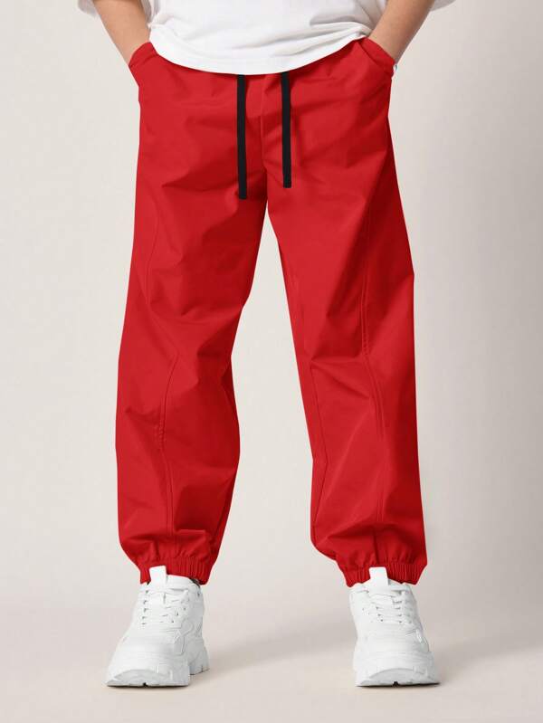 SUMWON Athletic Youth Jogger Pants Comfortable Elastic Cuff Sweatpants With Drawstring Waistband And Side Pockets Perfect For School Sports Practice Running
