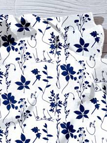 EMERY ROSE Curve Plus Size Women's Daily Casual Vacation V-Neck Small Cap Sleeve Floral Loose Shirt,Summer Outfits For Women,Vacation Outfits Women,Women Summer Clothes,Going Out Tops Women,Cute Summer T