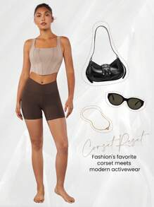 GLOWMODE FeatherFit™ Squareneck Corset Effect Backless Crop Tank Top Low Impact Yoga Daily