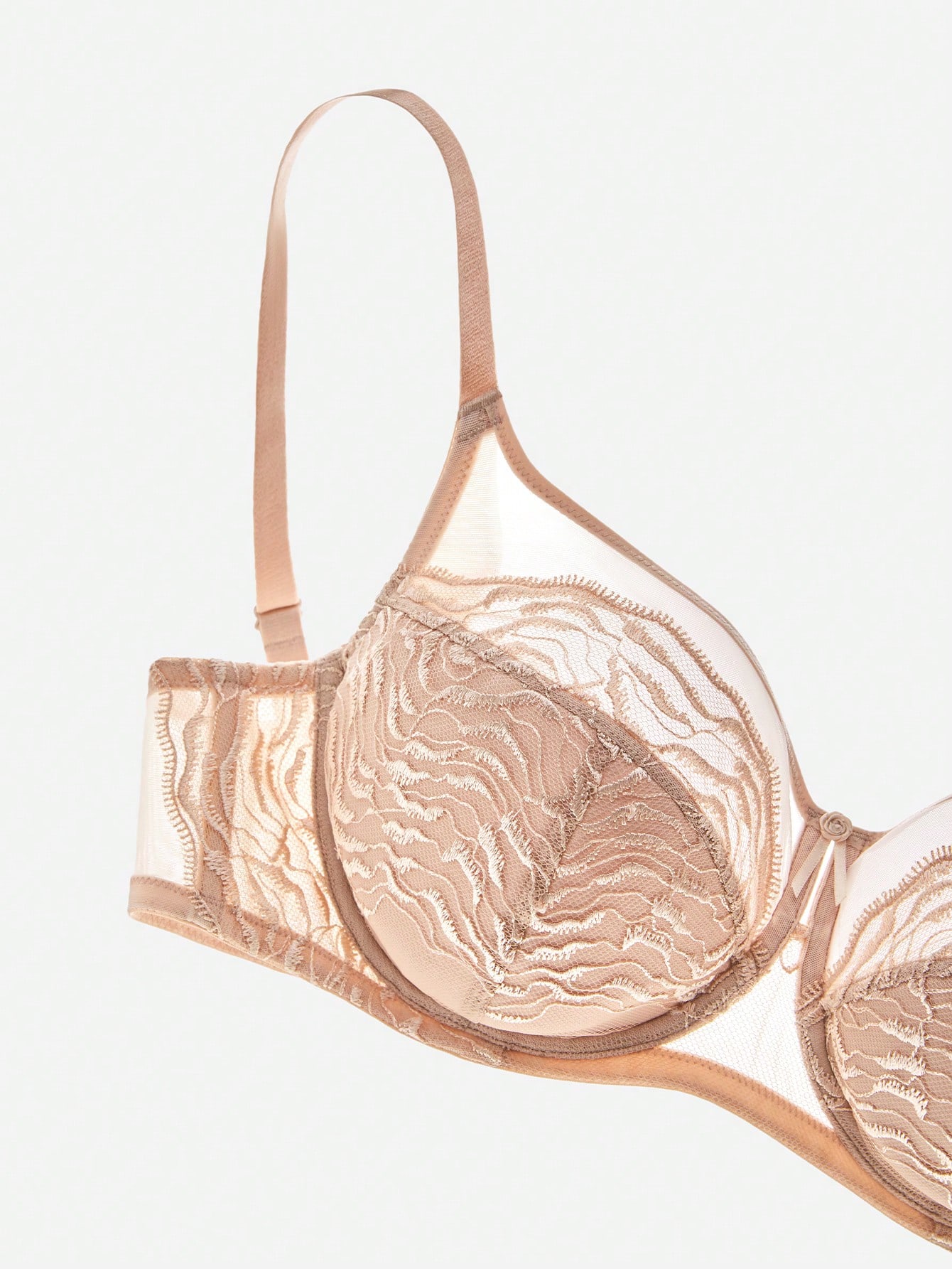 Reggiseno minimizer elegante e chic, in pizzo, con coppe senza imbottitura, traspirante e con supporto, per taglie curvy