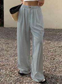 DAZY 女式宽松口袋裤，休闲度假装，秋季 - 藍色 - 查看 5