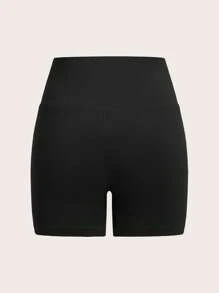 SHEIN EZwear Set de 4 piezas Leggins cortos de punto casuales negros para mujer, de verano