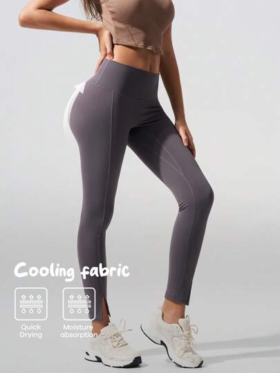 Menodora SHEIN Sport 女士纯色针织紧身裤健身裤