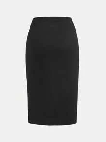 SHEIN LUNE Plus Size Women Elastic Waist Straight Casual Multi-Pack Midi Skirts Summer Vacation,Business Casual - Burgundy - View 7