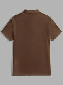 Manfinity VCAY Men's Casual Fitted Regular Shoulder Short Sleeve Polo Shirt - Brown - View 2