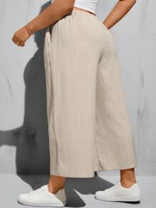 Shapeblank 大码女士夏季宽松舒适休闲裤，七分裤，两件套，夏季高腰阔腿裤，宽松舒适休闲裤 - 彩色 - 查看 2