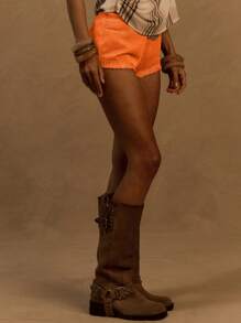 MUSERA Lined Sequin Knit Mini Shorts Ibiza, Holiday, Summer, Vacation, Beach Party Casual - Orange - View 3