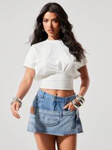 Denimoi maglietta girocollo a manica corta con vita aderente