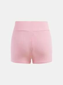 2pcs/Set Tween Girl Slim Fit Casual Round Neck Tank Top And Cycling Shorts Outfit - Baby Blue - View 6