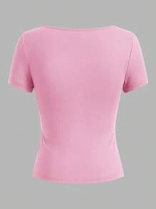 SHEIN EZwear 3 件套女士短袖短款修身休闲 T 恤，适合夏季 - 彩色 - 查看 5