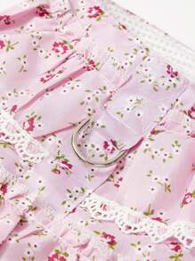 PETSIN Arnês Elegante de Princesa Estilo Dupla Camada com Design de Flor Franzida em Tom Lilás, Adequado para Primavera/Verão, Com Guia Acoplada - Multicolorido - Visão 8