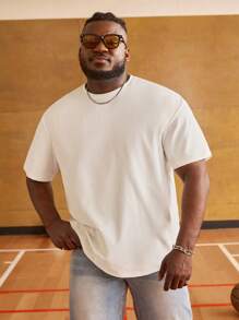 EASEVO Men Plus Size Cartoon Funny Graphic Knitted Casual Short Sleeve T-Shirt, For Vacation, Summer, School