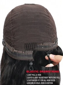 ALL READY WIG 13x6 直发 Flexfit 抽绳假发适合所有头型前部假发真人发 180% 密度漂白结头无胶真人发假发自然黑色女士 - Natural Black - 查看 8