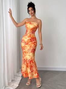 Firerie Women's Elegant Romantic Stylish Commuter Sexy Graceful Ruffle Green Maxi Dress, Suitable For Party, Beach Vacation, Back To School, Romantic Date, Wedding Season, Birthday, Easter, Spring/Summer