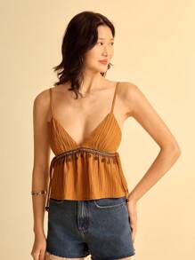 CAJUNI 流苏带装饰女式背心