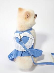 PETSIN Vestido de peto vaquero estilo princesa romántico y casual con diseño de corazón, ligero y transpirable para el verano, popular en Europa y América, adecuado para mascotas - Multicolor - Ver 7