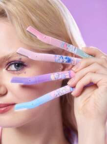 Pop Mart Azura X SHEIN 4pcs Cartoon Pattern Eyebrow Trimmer Set, With Blades That Won't Scratch Your Skin, Can Be Used On Eyebrows, Face, Body And Other Parts, Suitable For Women And Men,Tears - Multicolor - View 2