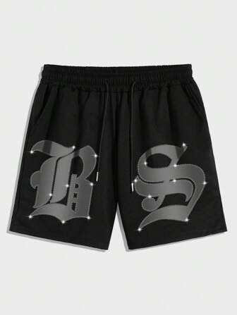 Street Life Pantalones cortos deportivos casuales sueltos con cintura de cordón y estampado, para verano