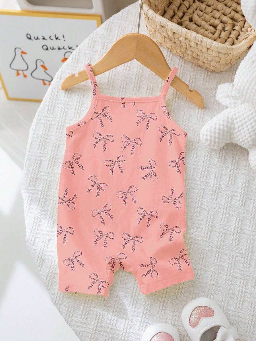 SHEIN Baby Girl Casual Romper Jumpsuit, Suitable For Spring And Summer - Multicolor - View 1