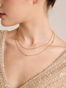 MOTF PREMIUM COLLAR DE DOBLE CAPA CON CIRCONITA DORADA - Amarillo Oro - Ver 7